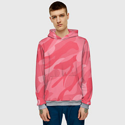 Толстовка-худи мужская Pink military, цвет: 3D-меланж — фото 2