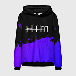 Толстовка-худи мужская HIM purple grunge, цвет: 3D-черный