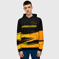 Толстовка-худи мужская Jaguar - gold gradient: символ сверху, цвет: 3D-черный — фото 2