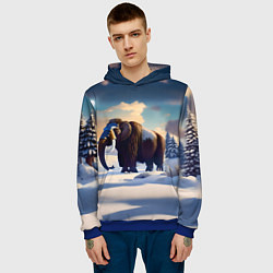 Толстовка-худи мужская Шерстистый мамонт, цвет: 3D-синий — фото 2