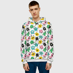 Толстовка-худи мужская Весёлые монстры, цвет: 3D-белый — фото 2
