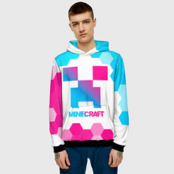 Толстовка-худи мужская Minecraft neon gradient style, цвет: 3D-черный — фото 2