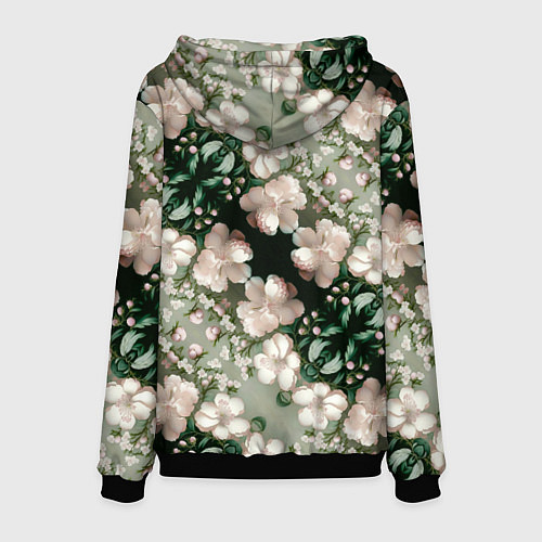 Мужская толстовка Нежные розовые цветочки / 3D-Черный – фото 2