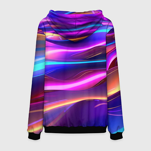 Мужская толстовка Неоновые волны / 3D-Черный – фото 2