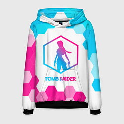 Толстовка-худи мужская Tomb Raider neon gradient style, цвет: 3D-черный