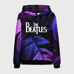 Толстовка-худи мужская The Beatles neon monstera, цвет: 3D-черный
