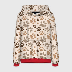 Толстовка-худи мужская Следы питомцев, цвет: 3D-красный