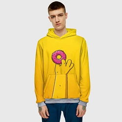 Толстовка-худи мужская Гомер и пончик, цвет: 3D-меланж — фото 2
