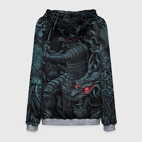 Мужская толстовка Samurai and dragon / 3D-Меланж – фото 2