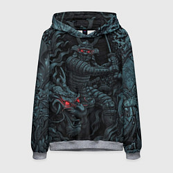 Толстовка-худи мужская Samurai and dragon, цвет: 3D-меланж