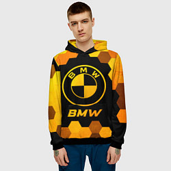 Толстовка-худи мужская BMW - gold gradient, цвет: 3D-черный — фото 2