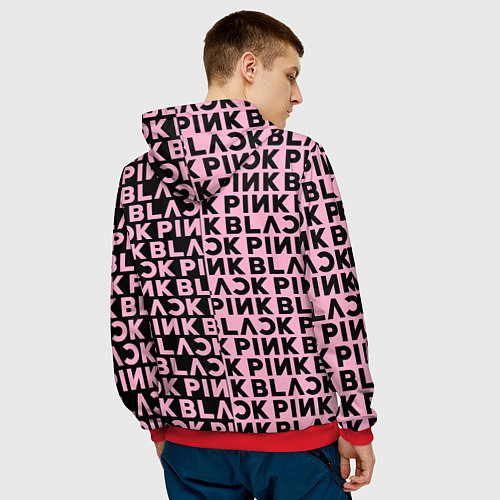 Мужская толстовка Blackpink - pink text / 3D-Красный – фото 4