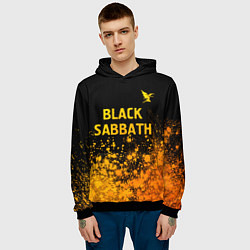 Толстовка-худи мужская Black Sabbath - gold gradient: символ сверху, цвет: 3D-черный — фото 2