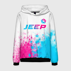 Толстовка-худи мужская Jeep neon gradient style: символ сверху, цвет: 3D-черный