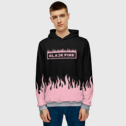 Толстовка-худи мужская Blackpink - flames, цвет: 3D-меланж — фото 2