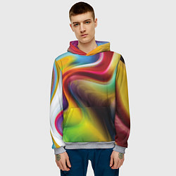 Толстовка-худи мужская Rainbow waves, цвет: 3D-меланж — фото 2