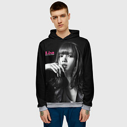 Толстовка-худи мужская Blackpink Lisa in leather jacket, цвет: 3D-меланж — фото 2