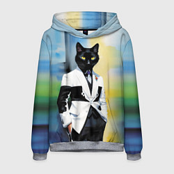 Толстовка-худи мужская Cat fashionista - neural network - pop art, цвет: 3D-меланж