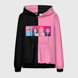 Толстовка-худи мужская Группа Black pink на черно-розовом фоне, цвет: 3D-черный