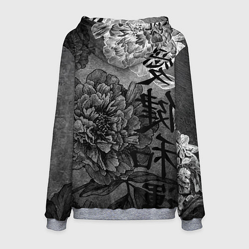 Мужская толстовка Flowers - japanese art / 3D-Меланж – фото 2