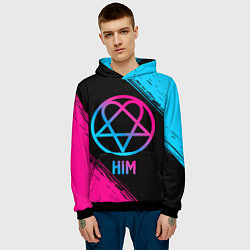 Толстовка-худи мужская HIM - neon gradient, цвет: 3D-черный — фото 2