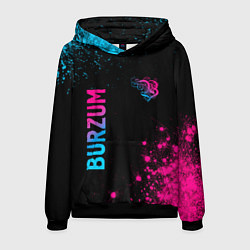 Толстовка-худи мужская Burzum - neon gradient: надпись, символ, цвет: 3D-черный