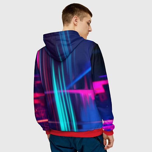 Мужская толстовка Кибер-девушка неон аниме / 3D-Красный – фото 4