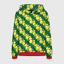 Толстовка-худи мужская Большой теннис - мячики, цвет: 3D-красный