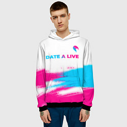 Толстовка-худи мужская Date A Live neon gradient style: символ сверху, цвет: 3D-черный — фото 2