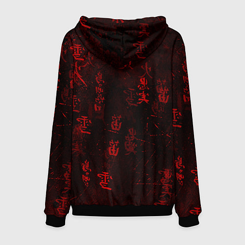 Мужская толстовка Красный дракон - иероглифы / 3D-Черный – фото 2