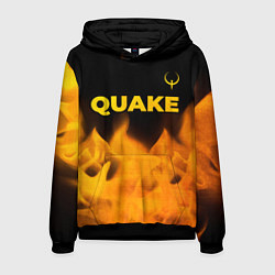 Толстовка-худи мужская Quake - gold gradient: символ сверху, цвет: 3D-черный