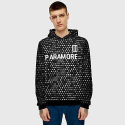 Толстовка-худи мужская Paramore glitch на темном фоне: символ сверху, цвет: 3D-черный — фото 2