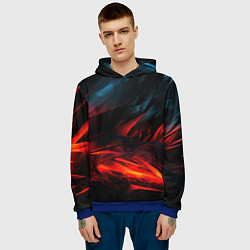 Толстовка-худи мужская Red black abstract, цвет: 3D-синий — фото 2