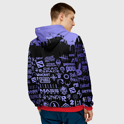 Мужская толстовка Games pattern / 3D-Красный – фото 4