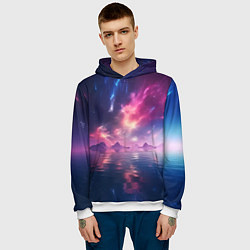 Толстовка-худи мужская Space and islands, цвет: 3D-белый — фото 2