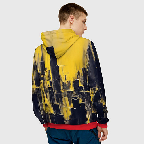 Мужская толстовка Большой нарисованный город / 3D-Красный – фото 4