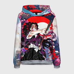 Толстовка-худи мужская Кокушибо первая луна - Клинок рассекающий демонов, цвет: 3D-меланж