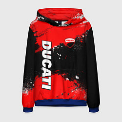 Толстовка-худи мужская Ducati - красная униформа с красками, цвет: 3D-синий