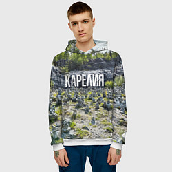 Толстовка-худи мужская Карелия, цвет: 3D-белый — фото 2