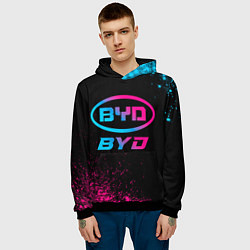 Толстовка-худи мужская BYD - neon gradient, цвет: 3D-черный — фото 2