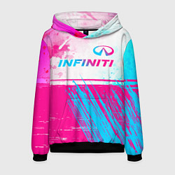 Толстовка-худи мужская Infiniti neon gradient style: символ сверху, цвет: 3D-черный