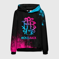 Толстовка-худи мужская Nickelback - neon gradient, цвет: 3D-черный