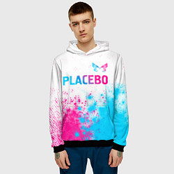 Толстовка-худи мужская Placebo neon gradient style: символ сверху, цвет: 3D-черный — фото 2