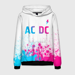 Толстовка-худи мужская AC DC neon gradient style: символ сверху, цвет: 3D-черный