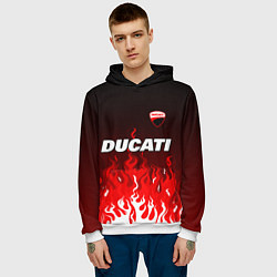 Толстовка-худи мужская Ducati- красное пламя, цвет: 3D-белый — фото 2