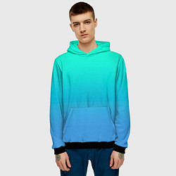Толстовка-худи мужская Градиент сине-зелёный светлый, цвет: 3D-черный — фото 2