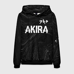 Толстовка-худи мужская Akira glitch на темном фоне: символ сверху, цвет: 3D-черный