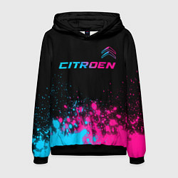 Толстовка-худи мужская Citroen - neon gradient: символ сверху, цвет: 3D-черный