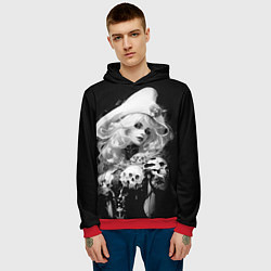 Толстовка-худи мужская Ведьма в белой треуголке, цвет: 3D-красный — фото 2