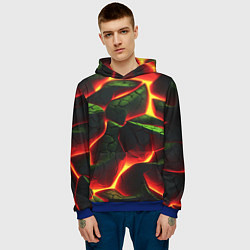 Толстовка-худи мужская Зеленые плиты и лава, цвет: 3D-синий — фото 2